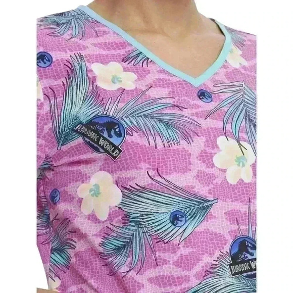 Scrubstar Womens V-Neck Scrub Top Ultra Soft Size M, L, XL, 3XL Jurassic World - Picture 8 of 11